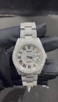 Iced Out Datejust Style Watch – Full Moissanite Diamond Look