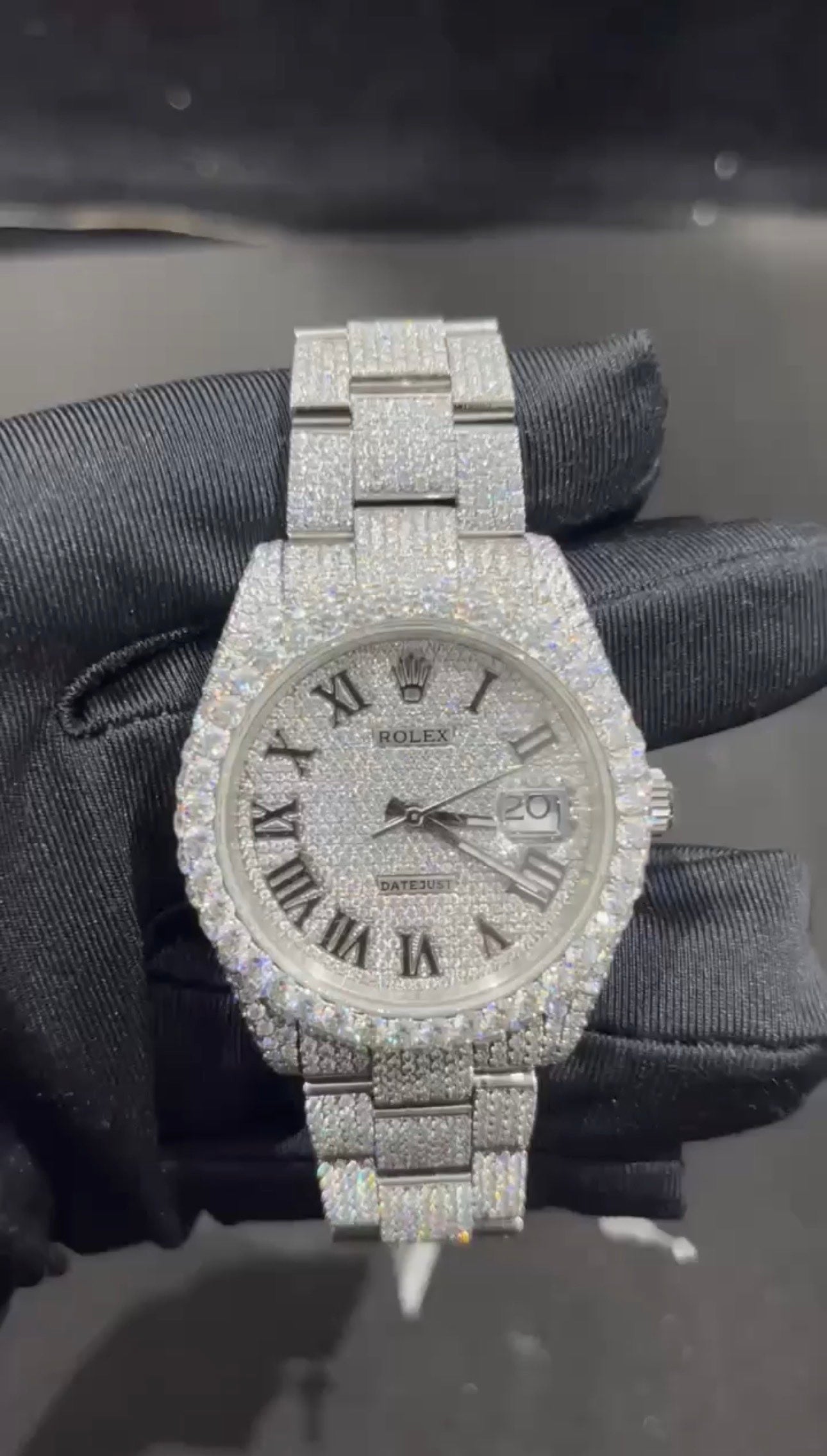 Iced Out Datejust Style Watch – Full Moissanite Diamond Look