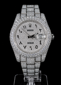 Datejust Style — Full Bust Down / Diamond Pavé Dial & Case & Bracelet / Arabic Numeral Dial / Oyster Bracelet
