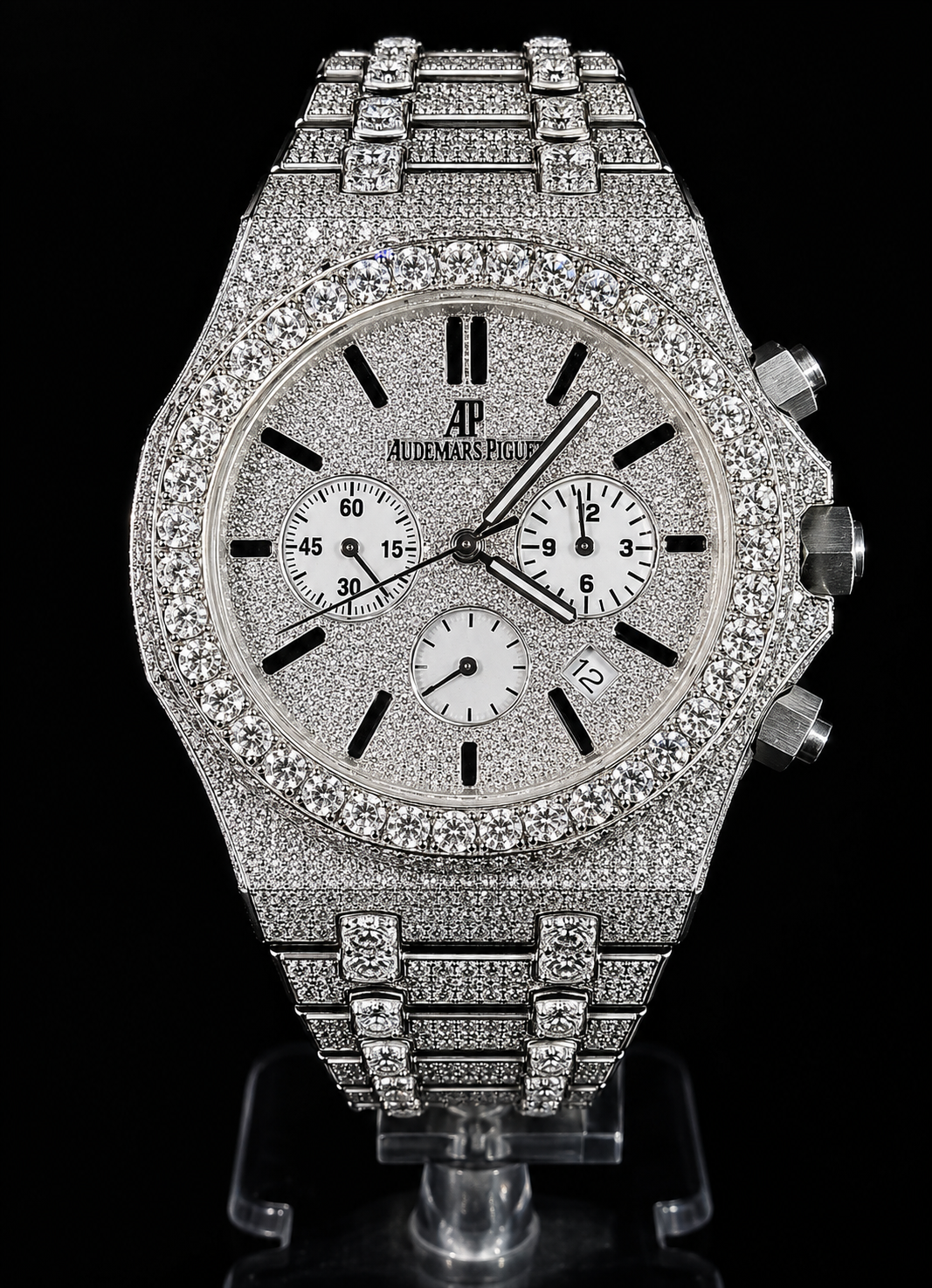 Chrono 41 – Full Iced Silver
