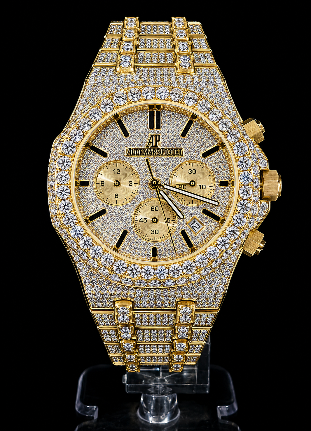 Chrono 41 – Full Iced Yellow Gold