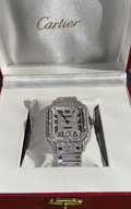 Moissanite Watch – Fully Iced Out White Gold Santos