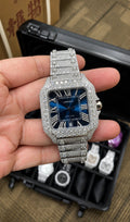 Santos — Iced Out / Blue Dial