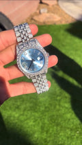 ICED OUT WATCH WITH ICEY BLUE DIAL