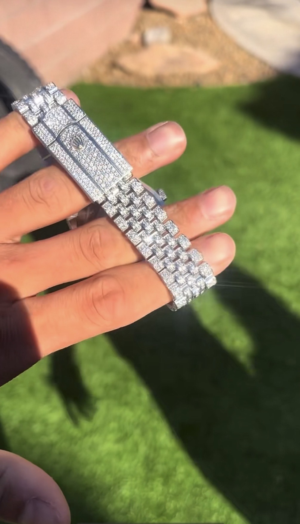 ICED OUT WATCH WITH ICEY BLUE DIAL