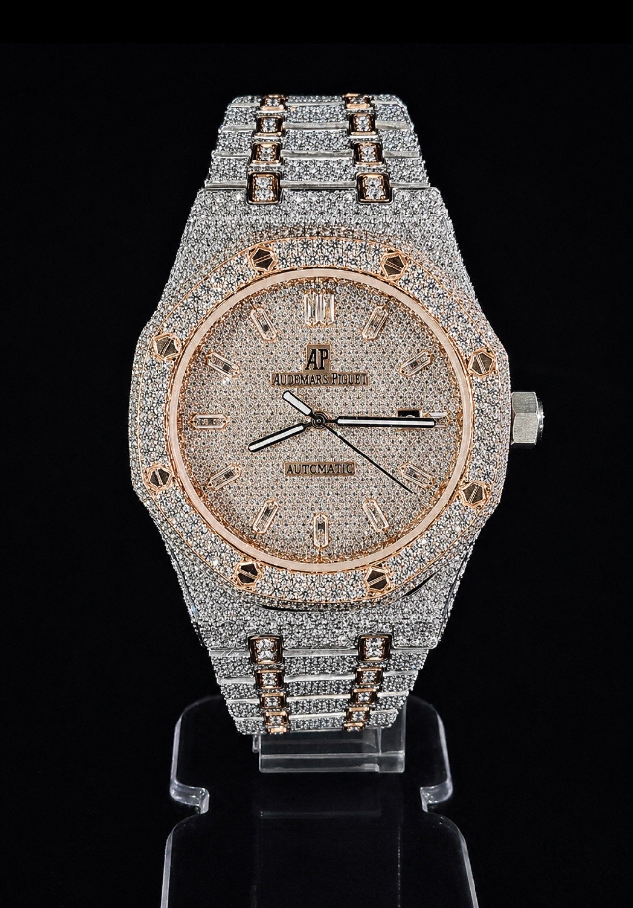 Royal Oak — Full Iced Out / Diamond Pavé Dial / Two-Tone Rose Gold & Steel