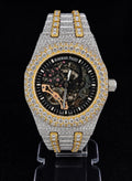 Royal Oak Skeleton — Full Iced Out / Two-Tone Yellow Gold & Steel / Rose Gold Bridge