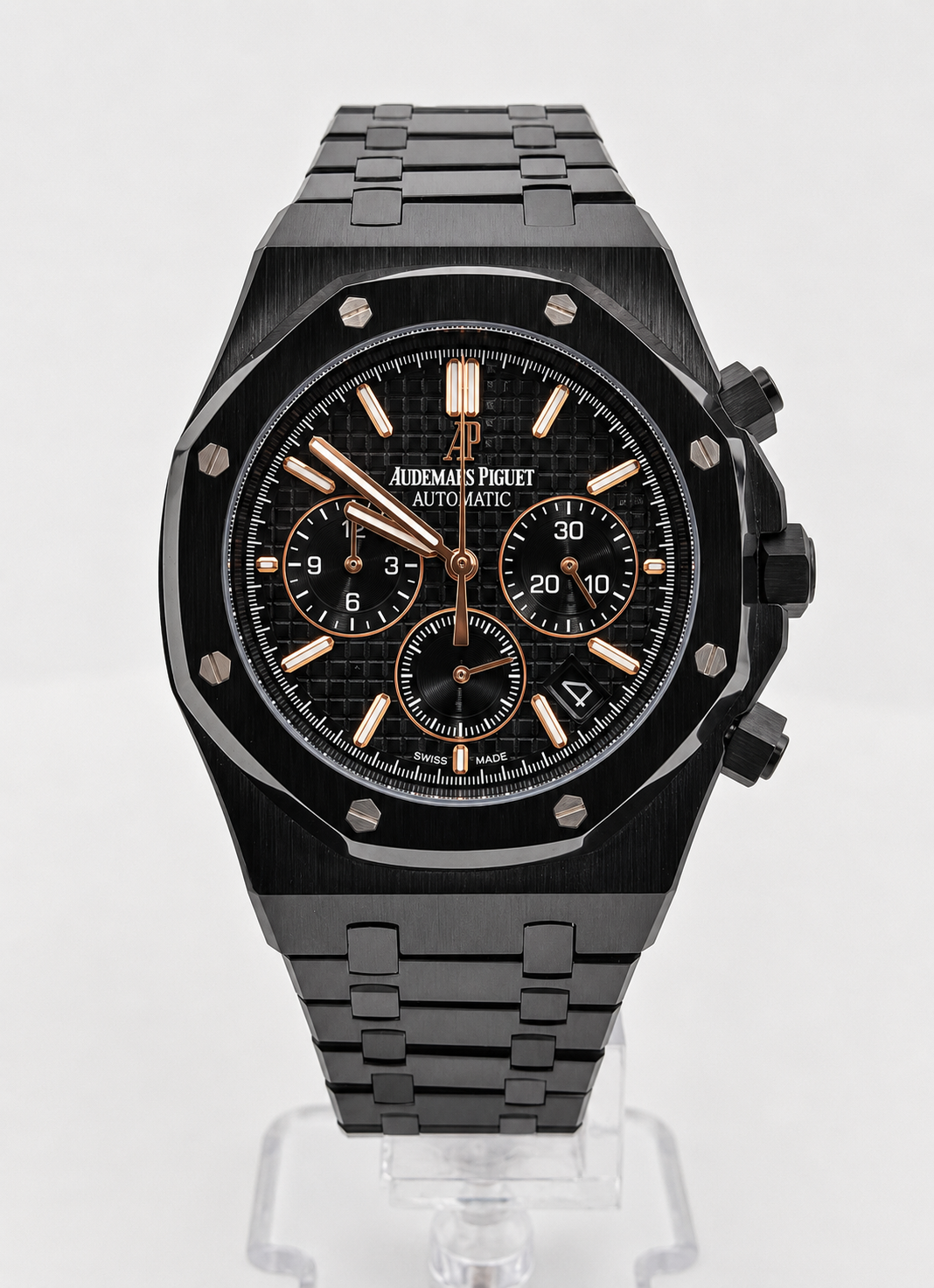 Oak Chronograph — Black Ceramic / Rose Gold Accents