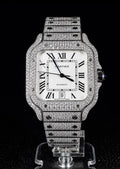 Santos — Iced Out / White Dial / Full Steel